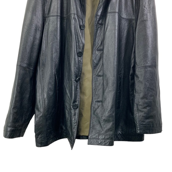 WILSONS LEATHER Nice Heavy Weight Leather Jacket Button Down XL Black Lined - Picture 3 of 12